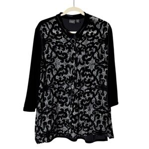 Chicos Travelers Silk Velvet Burnout Patchwork Jacket XL Whimsigoth Fairy Grunge